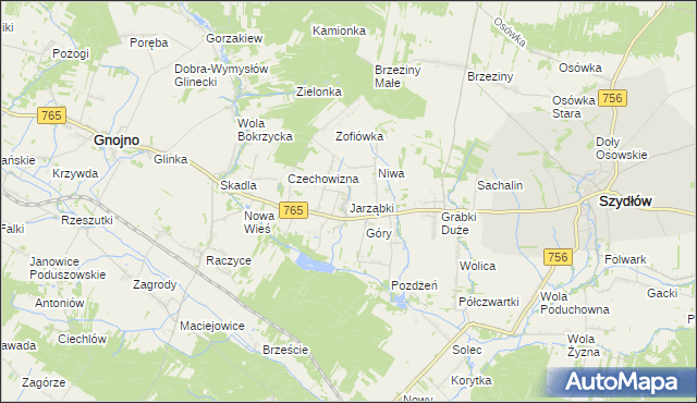 mapa Jarząbki gmina Gnojno, Jarząbki gmina Gnojno na mapie Targeo