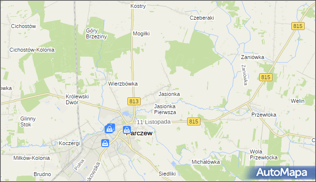 mapa Jasionka gmina Parczew, Jasionka gmina Parczew na mapie Targeo