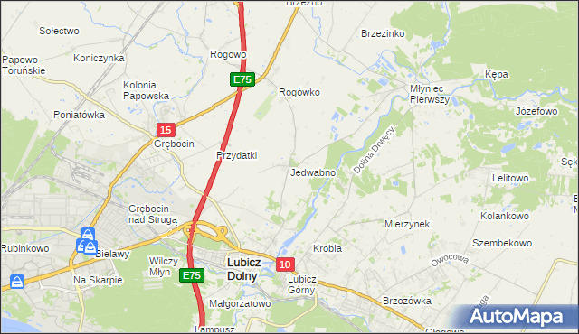 mapa Jedwabno gmina Lubicz, Jedwabno gmina Lubicz na mapie Targeo