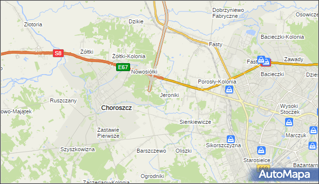 mapa Jeroniki, Jeroniki na mapie Targeo