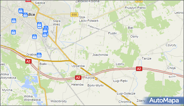 mapa Joachimów, Joachimów na mapie Targeo