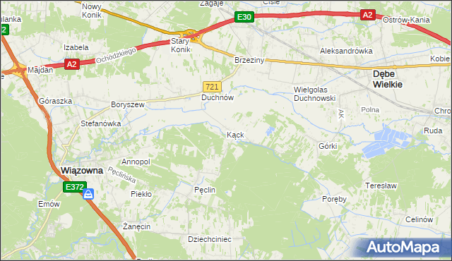 mapa Kąck, Kąck na mapie Targeo