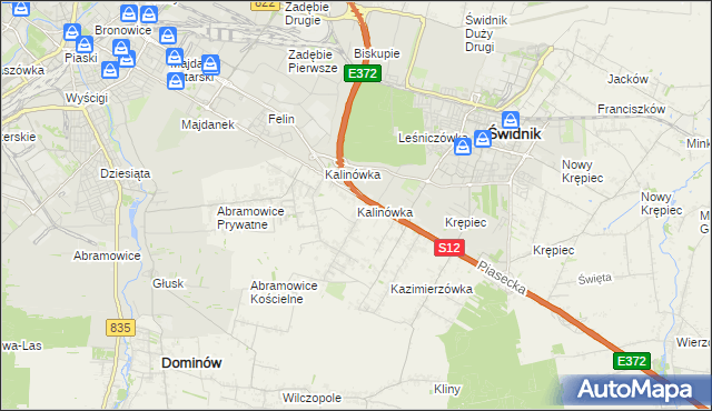 mapa Kalinówka gmina Głusk, Kalinówka gmina Głusk na mapie Targeo