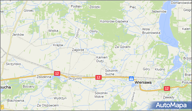 mapa Kamień Duży gmina Wieniawa, Kamień Duży gmina Wieniawa na mapie Targeo