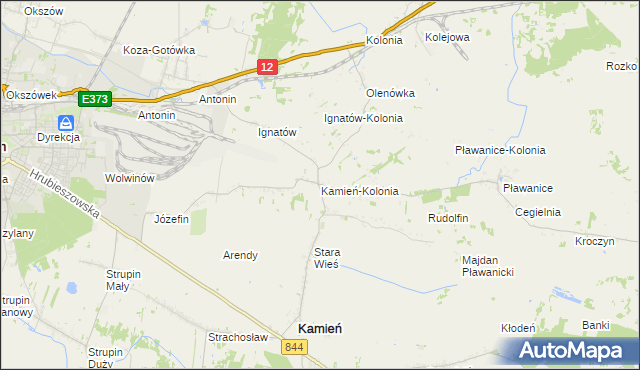 mapa Kamień-Kolonia gmina Kamień, Kamień-Kolonia gmina Kamień na mapie Targeo