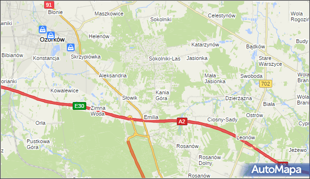 mapa Kania Góra, Kania Góra na mapie Targeo