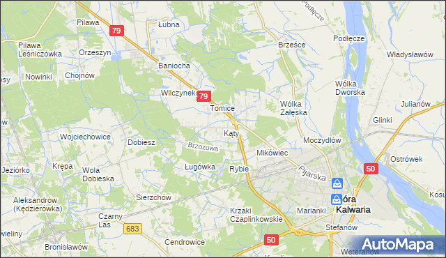 mapa Kąty gmina Góra Kalwaria, Kąty gmina Góra Kalwaria na mapie Targeo