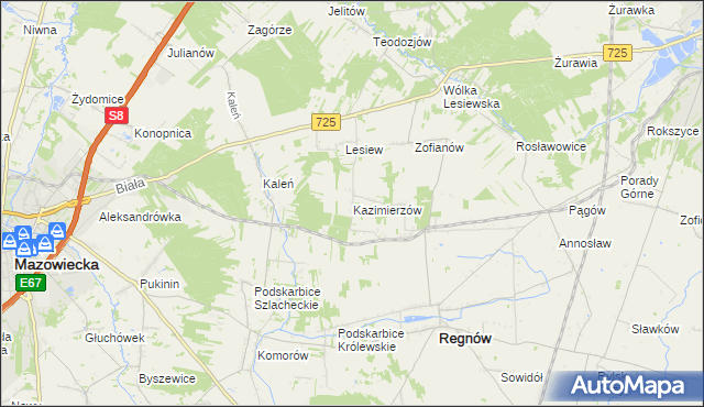 mapa Kazimierzów gmina Regnów, Kazimierzów gmina Regnów na mapie Targeo