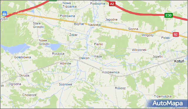 mapa Kępa gmina Kotuń, Kępa gmina Kotuń na mapie Targeo