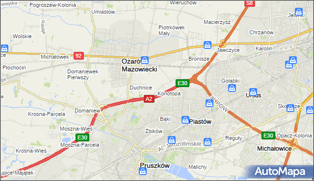 mapa Konotopa gmina Ożarów Mazowiecki, Konotopa gmina Ożarów Mazowiecki na mapie Targeo