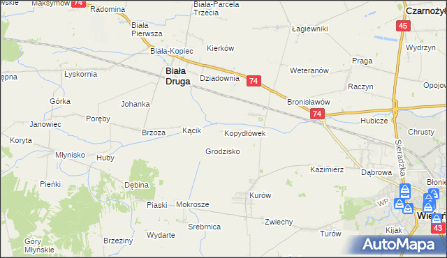 mapa Kopydłówek, Kopydłówek na mapie Targeo