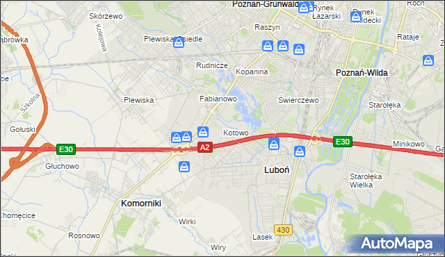 mapa Kotowo gmina Poznań, Kotowo gmina Poznań na mapie Targeo