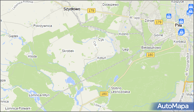 mapa Kotuń gmina Szydłowo, Kotuń gmina Szydłowo na mapie Targeo