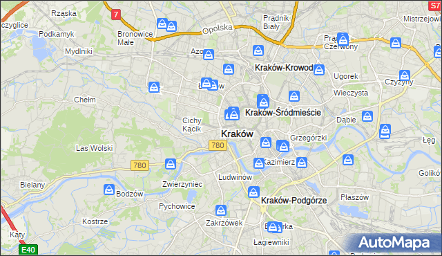 mapa Krakowa, Kraków na mapie Targeo