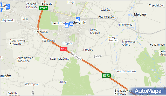 mapa Krępiec gmina Mełgiew, Krępiec gmina Mełgiew na mapie Targeo