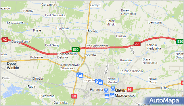 mapa Królewiec gmina Mińsk Mazowiecki, Królewiec gmina Mińsk Mazowiecki na mapie Targeo