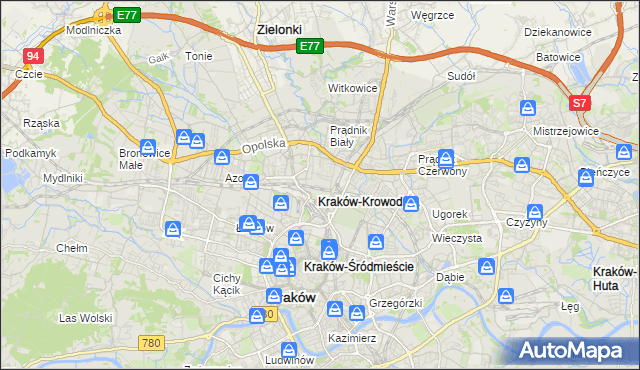 mapa Krowodrza, Krowodrza na mapie Targeo