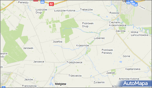 mapa Krzesimów, Krzesimów na mapie Targeo