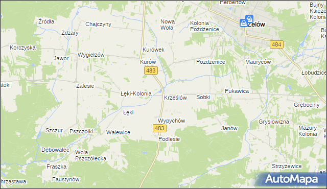 mapa Krześlów, Krześlów na mapie Targeo