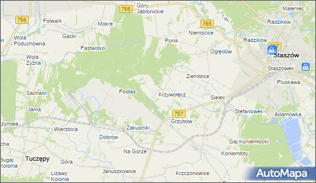 mapa Krzywołęcz, Krzywołęcz na mapie Targeo