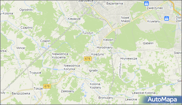 mapa Księżyno, Księżyno na mapie Targeo