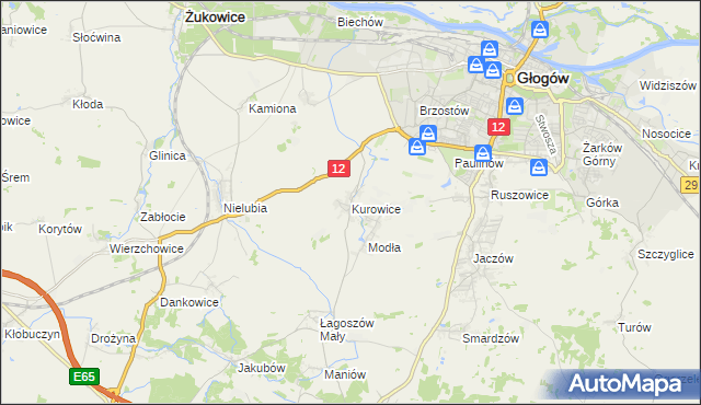 mapa Kurowice gmina Jerzmanowa, Kurowice gmina Jerzmanowa na mapie Targeo