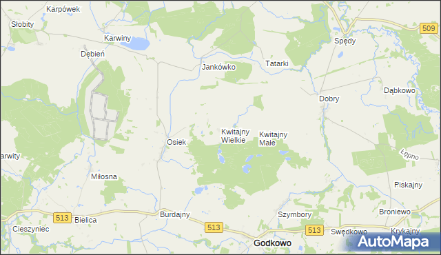 mapa Kwitajny Wielkie, Kwitajny Wielkie na mapie Targeo