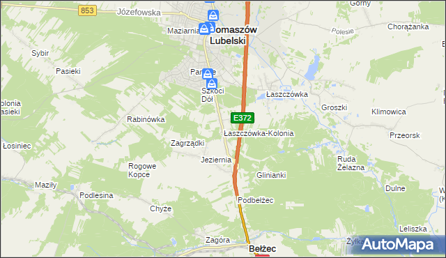 mapa Łaszczówka-Kolonia, Łaszczówka-Kolonia na mapie Targeo