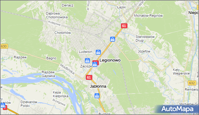 mapa Legionowo, Legionowo na mapie Targeo