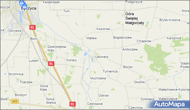 mapa Leśmierz, Leśmierz na mapie Targeo