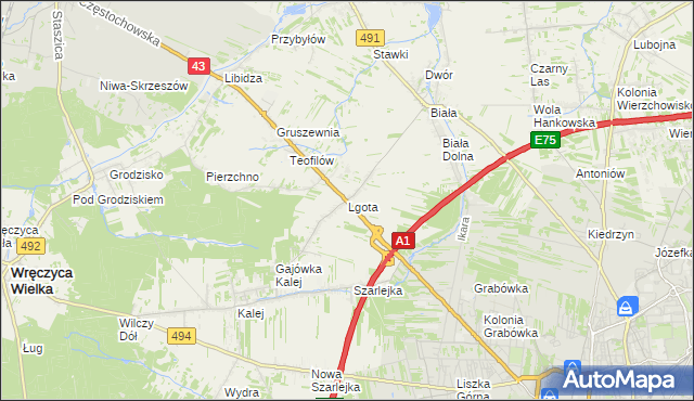 mapa Lgota gmina Kłobuck, Lgota gmina Kłobuck na mapie Targeo