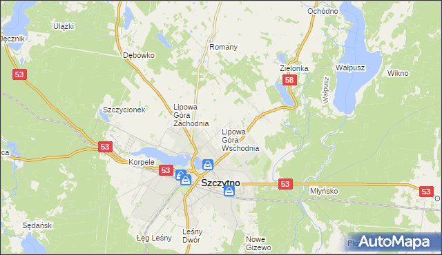 mapa Lipowa Góra Wschodnia, Lipowa Góra Wschodnia na mapie Targeo