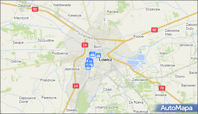 mapa Łowicza, Łowicz na mapie Targeo