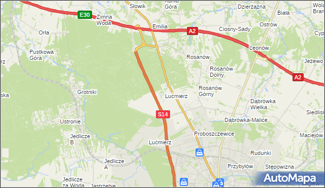 mapa Lućmierz-Ośrodek, Lućmierz-Ośrodek na mapie Targeo