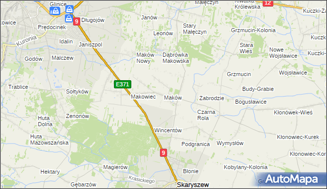 mapa Maków gmina Skaryszew, Maków gmina Skaryszew na mapie Targeo