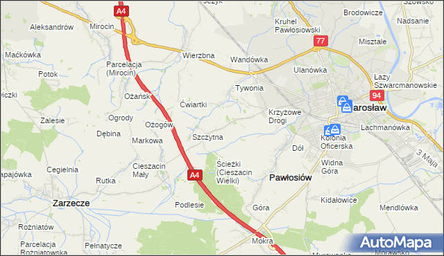 mapa Maleniska gmina Pawłosiów, Maleniska gmina Pawłosiów na mapie Targeo