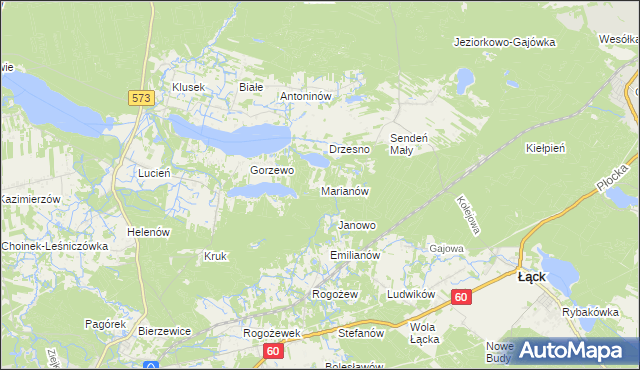 mapa Marianów gmina Gostynin, Marianów gmina Gostynin na mapie Targeo