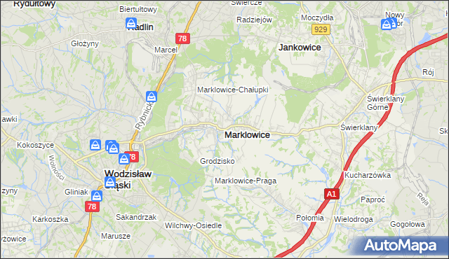 mapa Marklowice, Marklowice na mapie Targeo