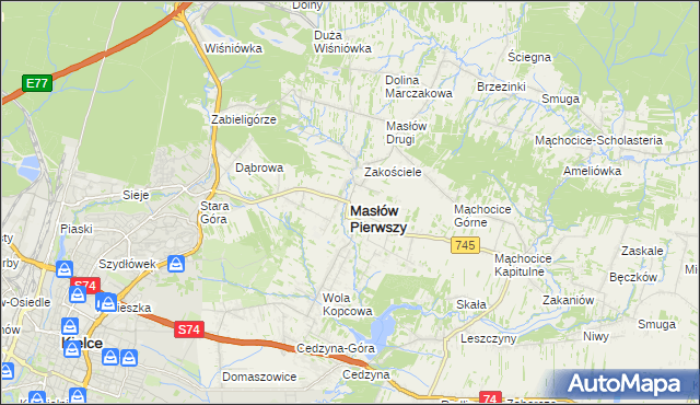 mapa Masłów Pierwszy, Masłów Pierwszy na mapie Targeo