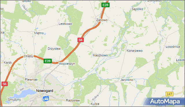 mapa Maszkowo gmina Nowogard, Maszkowo gmina Nowogard na mapie Targeo