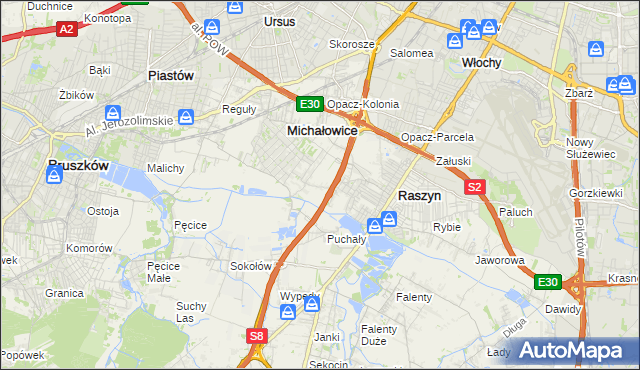 mapa Michałowice-Wieś, Michałowice-Wieś na mapie Targeo