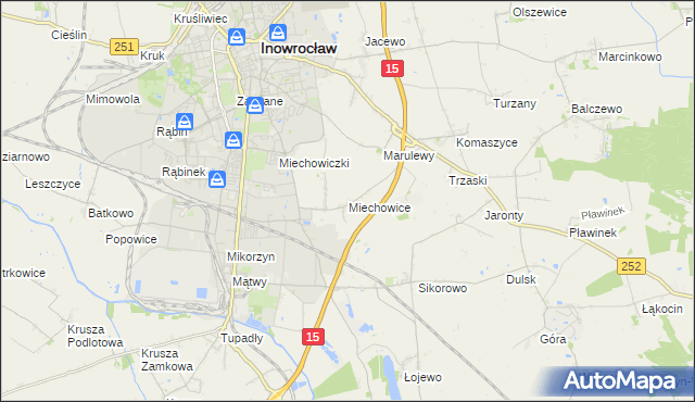 mapa Miechowice gmina Inowrocław, Miechowice gmina Inowrocław na mapie Targeo