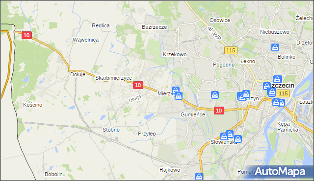 mapa Mierzyn gmina Dobra (Szczecińska), Mierzyn gmina Dobra (Szczecińska) na mapie Targeo