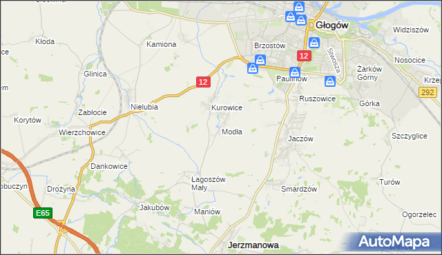 mapa Modła gmina Jerzmanowa, Modła gmina Jerzmanowa na mapie Targeo