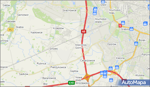 mapa Mokronos Górny, Mokronos Górny na mapie Targeo