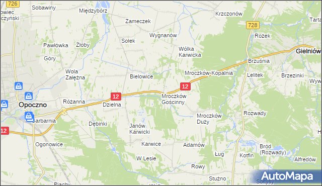 mapa Mroczków Gościnny, Mroczków Gościnny na mapie Targeo