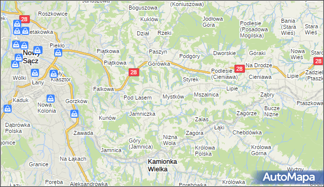 mapa Mystków, Mystków na mapie Targeo