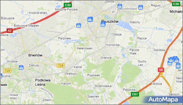 mapa Nowa Wieś gmina Michałowice, Nowa Wieś gmina Michałowice na mapie Targeo
