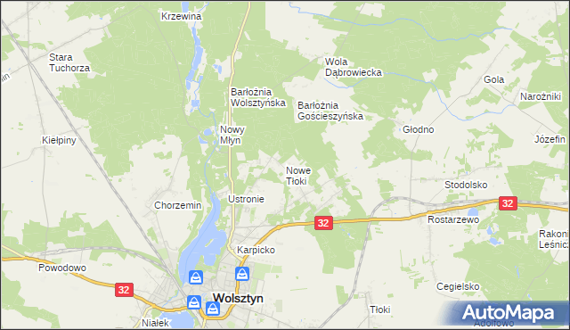 mapa Nowe Tłoki, Nowe Tłoki na mapie Targeo