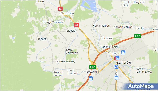 mapa Nowe Zakrzewo, Nowe Zakrzewo na mapie Targeo